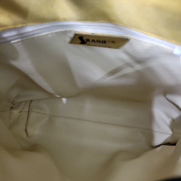 Vintage Sharif Woven Bag Yellow Leather Shoulder Crossbody Long Rounded Purse - Picture 10 of 14